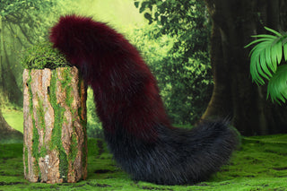 Wine Red white faux fur fox ear and tail butt plug wolf tail and ear cat tail and ear kitten ear and tail anime cosplay fox kemonomimi wolf therian petplay