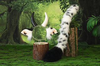 Faux fur cow ear and tail cow kemonomimi cow costume ear anime cosplay ear christmas gift cattle tail plug and ear therian Halloween gift furry