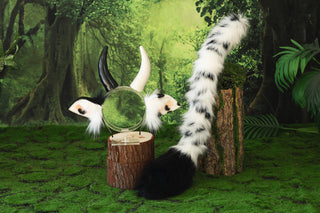 Faux fur cow ear and tail cow kemonomimi cow costume ear anime cosplay ear christmas gift cattle tail plug and ear therian Halloween gift furry