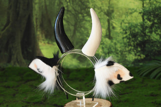 Faux fur cow ear and tail cow kemonomimi cow costume ear anime cosplay ear christmas gift cattle tail plug and ear therian Halloween gift furry