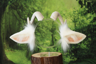 faux fur white sheep ear and tail butt plug therian goat tail and ear anime cosplay goat petplay furry sheep kemonomimi goat girl sheep fursuit gear