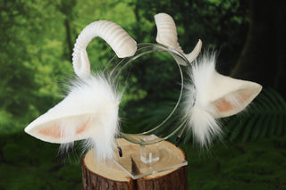 faux fur white sheep ear and tail butt plug therian goat tail and ear anime cosplay goat petplay furry sheep kemonomimi goat girl sheep fursuit gear