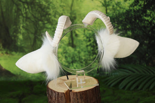 faux fur white sheep ear and tail butt plug therian goat tail and ear anime cosplay goat petplay furry sheep kemonomimi goat girl sheep fursuit gear