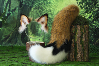 Faux fur fox ear and tail butt plug wolf tail and ear cat tail and ear kitten ear and tail anime cosplay fox kemonomimi wolf therian petplay