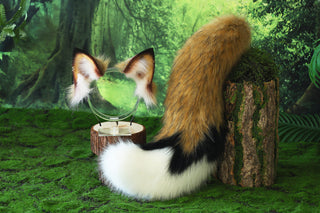 Faux fur fox ear and tail butt plug wolf tail and ear cat tail and ear kitten ear and tail anime cosplay fox kemonomimi wolf therian petplay
