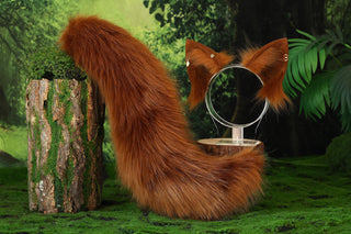 Fox tail and ear set realistic faux fur wolf ear and tail butt plug anime cosplay therian cat ear and tail kitten ears and tail kemonomimi furry ears