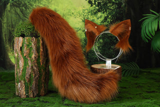 Fox tail and ear set realistic faux fur wolf ear and tail butt plug anime cosplay therian cat ear and tail kitten ears and tail kemonomimi furry ears