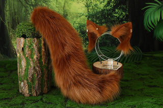 Fox tail and ear set realistic faux fur wolf ear and tail butt plug anime cosplay therian cat ear and tail kitten ears and tail kemonomimi furry ears