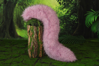 Pink fox tail and ear set realistic faux fur wolf ear and tail anime cosplay therian cat ear and tail kitten ears and tail kemonomimi furry