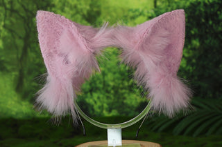 Pink fox tail and ear set realistic faux fur wolf ear and tail anime cosplay therian cat ear and tail kitten ears and tail kemonomimi furry