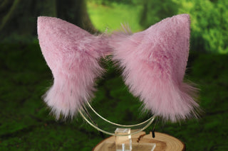Pink fox tail and ear set realistic faux fur wolf ear and tail anime cosplay therian cat ear and tail kitten ears and tail kemonomimi furry