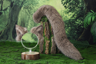 Fox tail and ear set realistic faux fur wolf ear and tail anime cosplay therian cat ear and tail kitten ears and tail kemonomimi furry