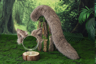 Fox tail and ear set realistic faux fur wolf ear and tail anime cosplay therian cat ear and tail kitten ears and tail kemonomimi furry