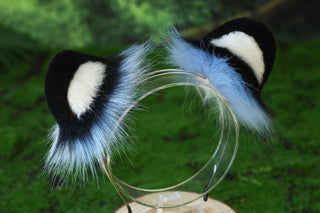 Blue tiger ear and tail set realistic faux fur tiger tail and ear set tiger petplay set animal cosplay tiger tail butt plug and ear tiger kemonomimi ears