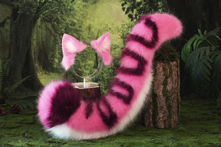 Raora panthera cosplay faux fur beeg cat ear and tail role play bengal cat ear and tail therian leopard cat kemonomimi halloween gift