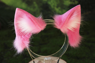 Raora panthera cosplay faux fur beeg cat ear and tail role play bengal cat ear and tail therian leopard cat kemonomimi halloween gift