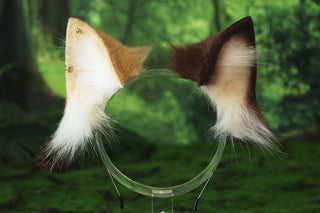 Realistic calico faux fur cat tail and ear kemonomimi kitten ear and tail butt plug set anime cosplay therian puppy ear and tail dog ears and tail furry