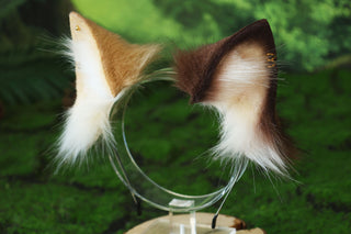 Realistic calico faux fur cat tail and ear kemonomimi kitten ear and tail butt plug set anime cosplay therian puppy ear and tail dog ears and tail furry