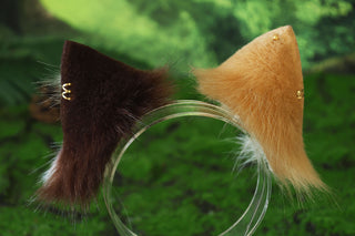 Realistic calico faux fur cat tail and ear kemonomimi kitten ear and tail butt plug set anime cosplay therian puppy ear and tail dog ears and tail furry