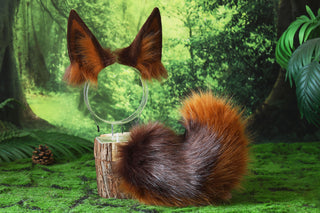 Faux fur shepherd dog tail and ear set brown Shiba Inu dog ear and tail anime cosplay therian puppy ear tail butt plug puppy girl kemonomimi gear