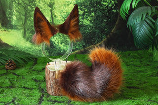 Faux fur shepherd dog tail and ear set brown Shiba Inu dog ear and tail anime cosplay therian puppy ear tail butt plug puppy girl kemonomimi gear