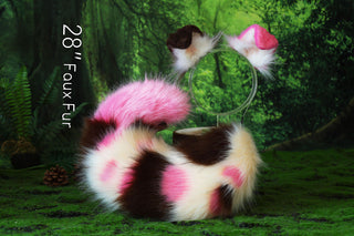 Faux fur calico shepherd dog tail and ear Splicing Shiba Inu dog ear and tail butt plug puppy ear and tail dog kemonomimi puppy therian anime cosplay