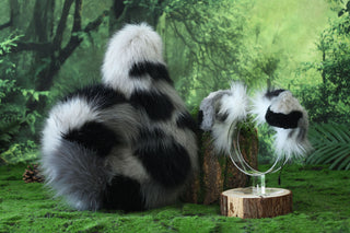 Gray calico Shepherd dog tail and ear faux fur Splicing Shiba Inu dog ear and tail anime cosplay therian puppy ear and tail butt plug dog kemonomimi