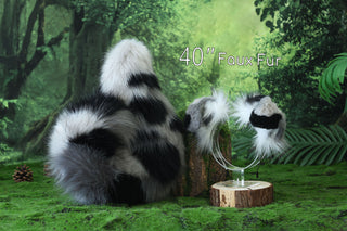 Gray calico Shepherd dog tail and ear faux fur Splicing Shiba Inu dog ear and tail anime cosplay therian puppy ear and tail butt plug dog kemonomimi