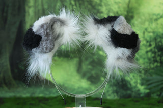 Gray calico Shepherd dog tail and ear faux fur Splicing Shiba Inu dog ear and tail anime cosplay therian puppy ear and tail butt plug dog kemonomimi