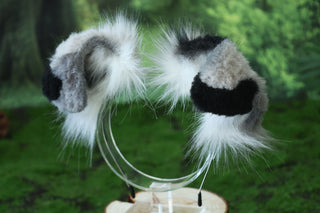 Gray calico Shepherd dog tail and ear faux fur Splicing Shiba Inu dog ear and tail anime cosplay therian puppy ear and tail butt plug dog kemonomimi