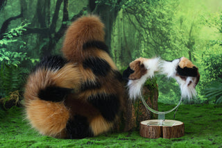 Brown calico Shepherd dog tail and ear faux fur Splicing Shiba Inu dog ear and tail butt plug puppy ear and tail dog kemonomimi anime cosplay therian