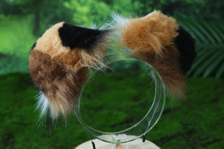 Brown calico Shepherd dog tail and ear faux fur Splicing Shiba Inu dog ear and tail butt plug puppy ear and tail dog kemonomimi anime cosplay therian