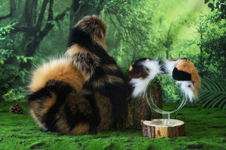 Calico Shepherd dog tail and ear brown faux fur Splicing Shiba Inu dog ear and tail butt plug puppy ear and tail dog kemonomimi anime cosplay therian