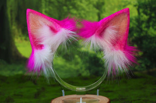 Rose red purple cheshire cat ear and tail butt plug tug tail - Alice In Wonderland turquoise stripes cheshire cat tail and ear cheshire cat cosplay therian kitten kemonomimi