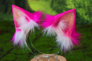 Rose red purple cheshire cat ear and tail butt plug tug tail - Alice In Wonderland turquoise stripes cheshire cat tail and ear cheshire cat cosplay therian kitten kemonomimi