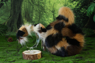 Calico faux fur shepherd dog tail butt plug and ear Splicing Shiba Inu dog ear and tail anime cosplay therian puppy ear tail dog girl kemonomimi puppy