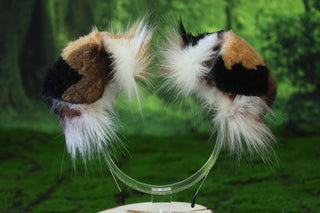 Calico faux fur shepherd dog tail butt plug and ear Splicing Shiba Inu dog ear and tail anime cosplay therian puppy ear tail dog girl kemonomimi puppy