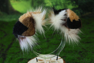 Calico faux fur shepherd dog tail butt plug and ear Splicing Shiba Inu dog ear and tail anime cosplay therian puppy ear tail dog girl kemonomimi puppy