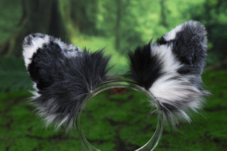 Blue merle border collie dog tail and ear realistic faux fur dog ear and tail anime cosplay therian puppy ear and tail dog kemonomimi furry
