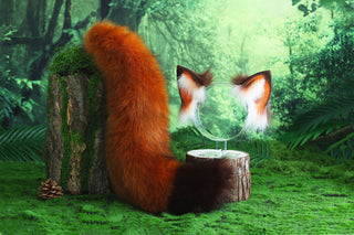 Faux fur red fox ear and tail butt plug wolf tail and ear cat tail and ear kitten ear and tail anime cosplay fox kemonomimi wolf therian petplay