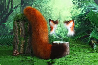 Faux fur red fox ear and tail butt plug wolf tail and ear cat tail and ear kitten ear and tail anime cosplay fox kemonomimi wolf therian petplay