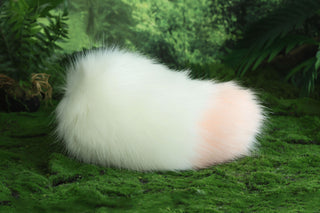 faux fur white sheep ear and tail set therian goat tail and ear anime cosplay goat petplay furry sheep kemonomimi goat girl sheep fursuit gear