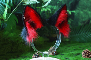 Husk puppy ear and tail black red dog kemonomimi faux fur shepherd dog tail and ear Shiba Inu puppy ear and tail plug animal cosplay puppy play