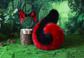 Husk puppy ear and tail black red dog kemonomimi faux fur shepherd dog tail and ear Shiba Inu puppy ear and tail plug animal cosplay puppy play