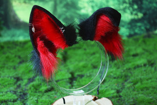 Husk puppy ear and tail black red dog kemonomimi faux fur shepherd dog tail and ear Shiba Inu puppy ear and tail plug animal cosplay puppy play