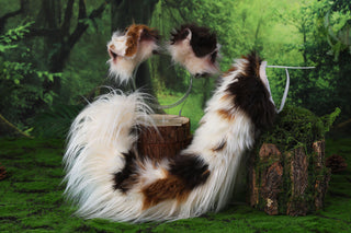 Hypermotion dog tail sleeve and ears red merle border collies dog ear and tail covers faux fur anime cosplay puppy ear and tail kemonomimi