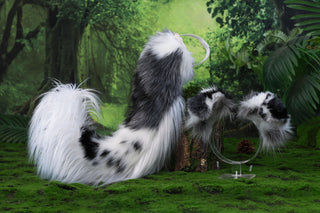 Hypermotion dog tail sleeve and ears blue merle border collies dog ear and tail covers faux fur anime cosplay puppy ear and tail kemonomimi
