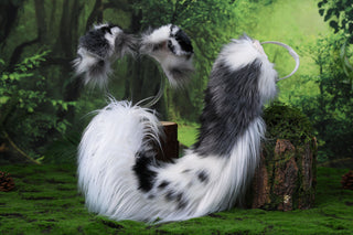 Hypermotion dog tail sleeve and ears blue merle border collies dog ear and tail covers faux fur anime cosplay puppy ear and tail kemonomimi