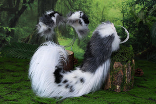 Hypermotion dog tail sleeve and ears blue merle border collies dog ear and tail covers faux fur anime cosplay puppy ear and tail kemonomimi