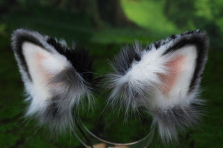 Hypermotion dog tail sleeve and ears blue merle border collies dog ear and tail covers faux fur anime cosplay puppy ear and tail kemonomimi